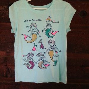 Light blue shirt sleeve mermaid tee size girls 8
